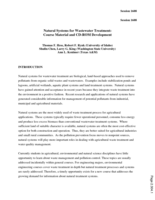 Natural Systems For Wastewater Treatment: Course Material And CD Rom Development