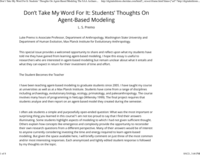 Don't Take My Word For It: Students' Thoughts On Agent-Based Modeling