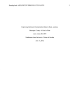 Improving Adolescent Immunization Rates in Rural America: Okanogan County - A Case in Point
