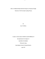 Effect of a Maternal Dietary Restriction Program on Postpartum Weight Reduction in Well-Nourished Lactating Women