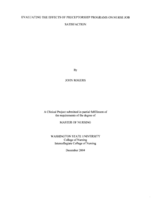 Evaluating the Effects of Preceptorship Programs On Nurse Job Satisfaction