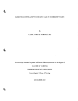 Improving Contraceptive Health Care in Homeless Women