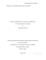 A Model for Transformational Nurse Leadership and Intrapreneurism: The Nursing Leadership Cycle of Integrity
