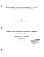 Bariatric Surgery for Morbidly Obese Adolescents: A Review to Help Nurse Practitioners Counsel Patients
