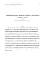 Establishing A New Commons: The Role of Art and Education in Changing the Social Construction of the Home