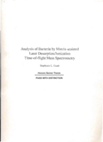 Analysis of bacteria by matrix-assisted laser desorption/ionization time-of-flight mass spectrometry
