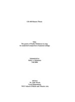 The poetry of Emily Dickinson in song: An analytical comparison of musical settings