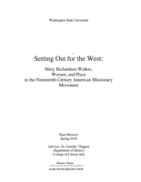 Setting out the west: Mary Richardson Walker, Women and place in the Nineteenth Century American Missionary Movement