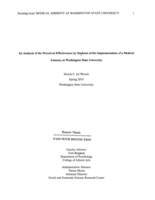 An analysis of the perceived effectiveness by students of the Implementation of a medical amnesty at Washington State University