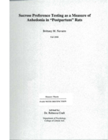 Sucrose preference testing as a measure of anhedonia in "postpartum" rats