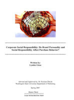 Corporate social responsibility: Do brand personality and social responsibility affect purchase behavior? An experimental study of college students