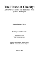 The House of Charity: A survival shelter for homeless men in Spokane, Washington