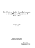 The effects of quality group performance on group members' perception of each other