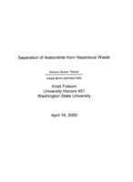 Separation of acetonitrile from hazardous waste