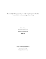 The potential of home gardening as a mode of environmental education:  Connections to environmental problem solving