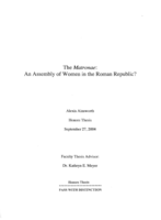 The matronae: An assembly of women in the Roman Republic?