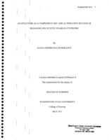 Acupuncture as a Complimentary and Alternative Method of Managing Polycystic Ovarian Syndrome