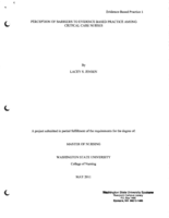 Perception of Barriers to Evidence Based Practice Among Critical Care Nurses