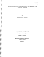 The Role of the Primary Care Provider in the Oral Health of Pediatric Patients