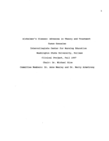 Alzheimer's Disease: Advances in Theory and Treatment