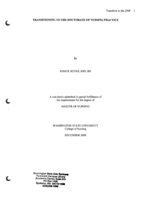 Transitioning to the Doctorate of Nursing Practice