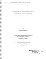 Promising Practices in the Integration of Internationally Educated Nurses