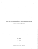 Familial Stress and Academic Performance: The Role of an Outside Stress Factor on the Academic Success of College Students