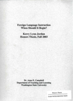 Foreign language instruction: When should it begin?