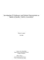 Investigating IT proficiency and website characteristics as signals of quality: Guilt by association?