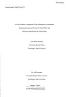 A cross-cultural comparison of five dimensions of personality:  examining acutual and perceived traits within and between Australia and the United States