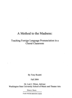 A method to the madness: Teaching foreign language pronunciation in a choral classroom