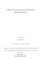Amplicon secondary structure prevents target hybridization to oligonucleotide microarrays