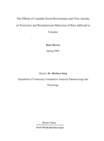 The effects of unstable social environment and trait anxiety on extinction and reinstatement behaviors of rats addicted to cocaine