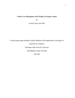 Primary Care Management of the Weight Loss Surgery Patient