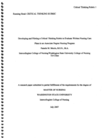 Developing and Piloting a Critical Thinking Rubric to Evaluate Written Nursing Care Plans in an Associate Degree Nursing Program