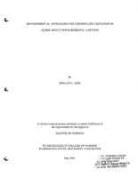 Environmental Approaches for Controlling Agitation in Older Adults With Dementia: A Review