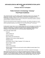 Public Outreach in Archaeology “Unessay” Final Project Guidelines