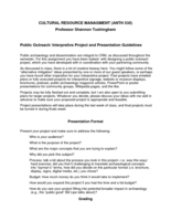 Cultural Resource Management (ANTH 535): Public Outreach/Interpretive Project and Presentation Guidelines