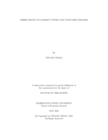 THREE ESSAYS ON MARKET POWER AND CONSUMER WELFARE