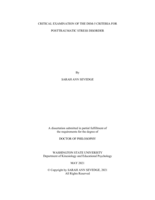 CRITICAL EXAMINATION OF THE DSM-5 CRITERIA FOR  POSTTRAUMATIC STRESS DISORDER