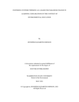 FOSTERING SYSTEMS THINKING AS A BASIS FOR PARADIGM CHANGE IN LEARNING: EXPLORATIONS IN THE  CONTEXT OF ENVIRONMENTAL  EDUCATION