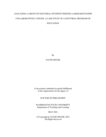 ANALYZING A GROUP OF DOCTORAL STUDENTS WRITING A RESEARCH PAPER COLLABORATIVELY ONLINE: A CASE STUDY IN A DOCTORAL PROGRAM OF EDUCATION