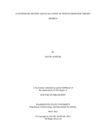 A SYSTEMATIC REVIEW AND EVALUATION OF TESTLET RESPONSE THEORY MODELS