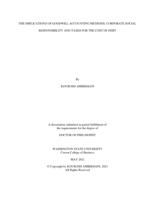 THE IMPLICATIONS OF GOODWILL ACCOUNTING METHODS, CORPORATE SOCIAL RESPONSIBILITY AND TAXES FOR THE COST OF DEBT