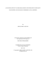 AN INVESTIGATION OF TAX RISK DISCLOSURES AND ESTIMATION UNCERTAINTY IN SECURITIES AND EXCHANGE COMMISSION ANNUAL REPORTS