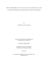 CRITICAL FRIENDSHIPS IN A FACE-TO-FACE LANGUAGE TEACHING CLASS AND AN ONLINE SYNCHRONOUS ENGLISH WRITING LEARNING ENVIRONMENT