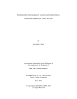 Information Transmission and Investor Reactions -- Essays on Empirical Asset Pricing