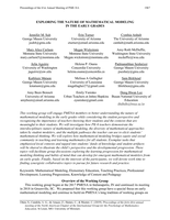 Exploring the Nature of Mathematical Modeling in the Early Grades