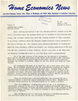 Home Economics News Service, volume 13, number 23: Experts Show Clothes For Farm People, Sewing Machines Must Be Cleaned and Oiled Often, Save Energy Prepare Foods Ahead of Time