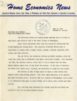 Home Economics News Service, volume 13, number 33: New Throw-away Fabrics Cuts Down Washing and Ironing, Pre-cooked Frozen Fish for Future Family Meals, Make Sugar Stretch for Season's Canning